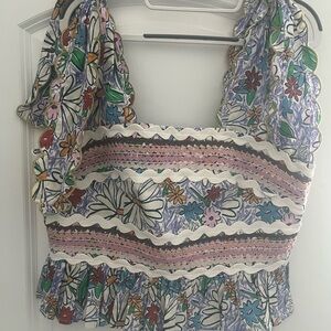 CeliaB Colorful Floral Ruffle Blouse